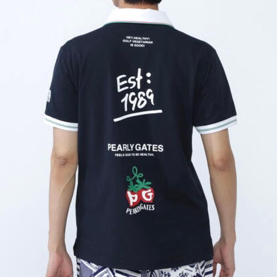 美品✨PEARLY GATES Peチェックサッカー半袖ポロシャツ ネイビー L