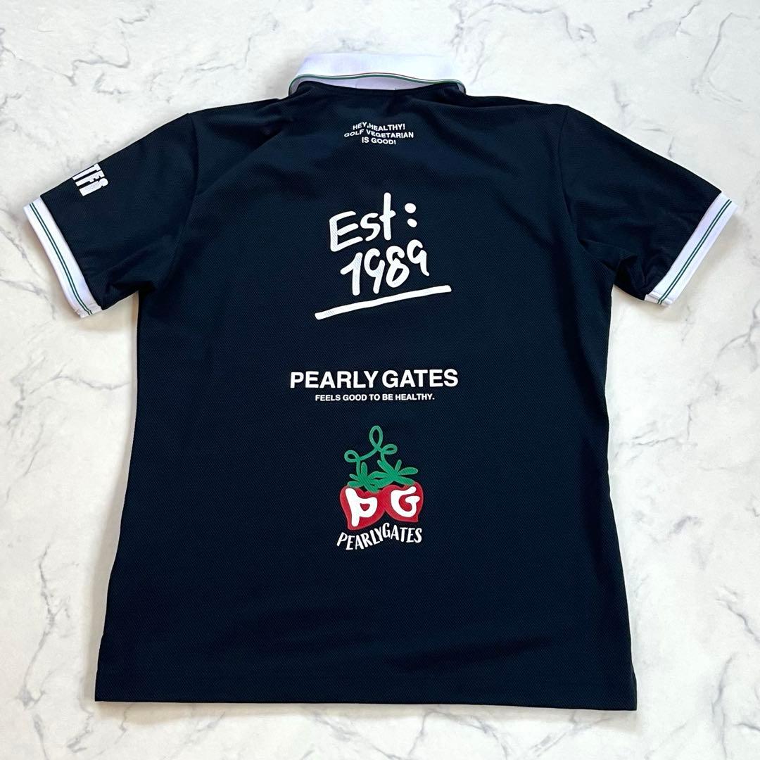 美品✨PEARLY GATES Peチェックサッカー半袖ポロシャツ ネイビー L