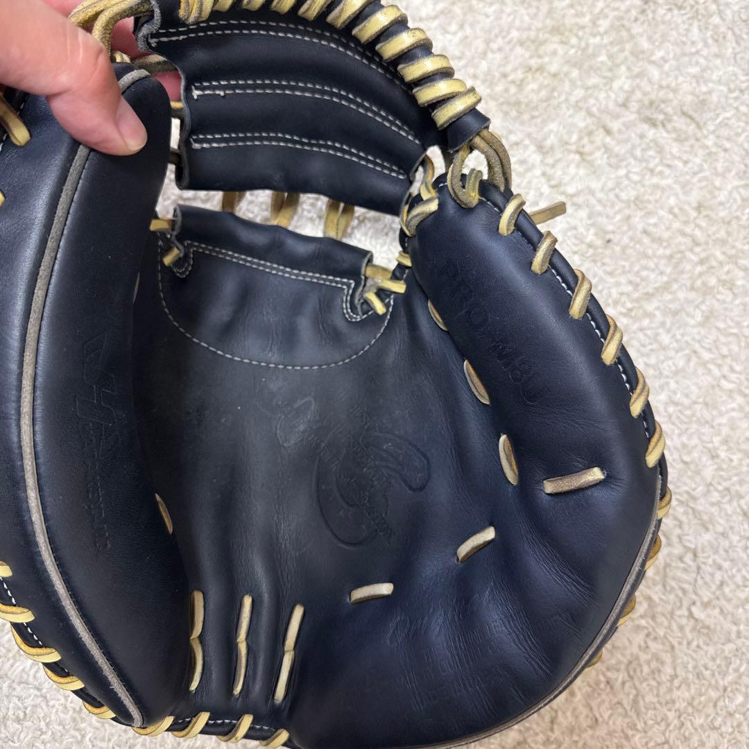 【送料込み】硬式キャッチャーミット　ネイビー　キャメル