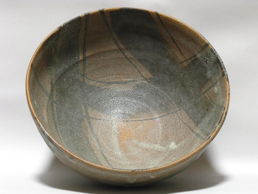 无疆窯 北大路泰嗣 作『絵唐津 子持ち筋 大鉢』共箱 祖父 北大路魯山人