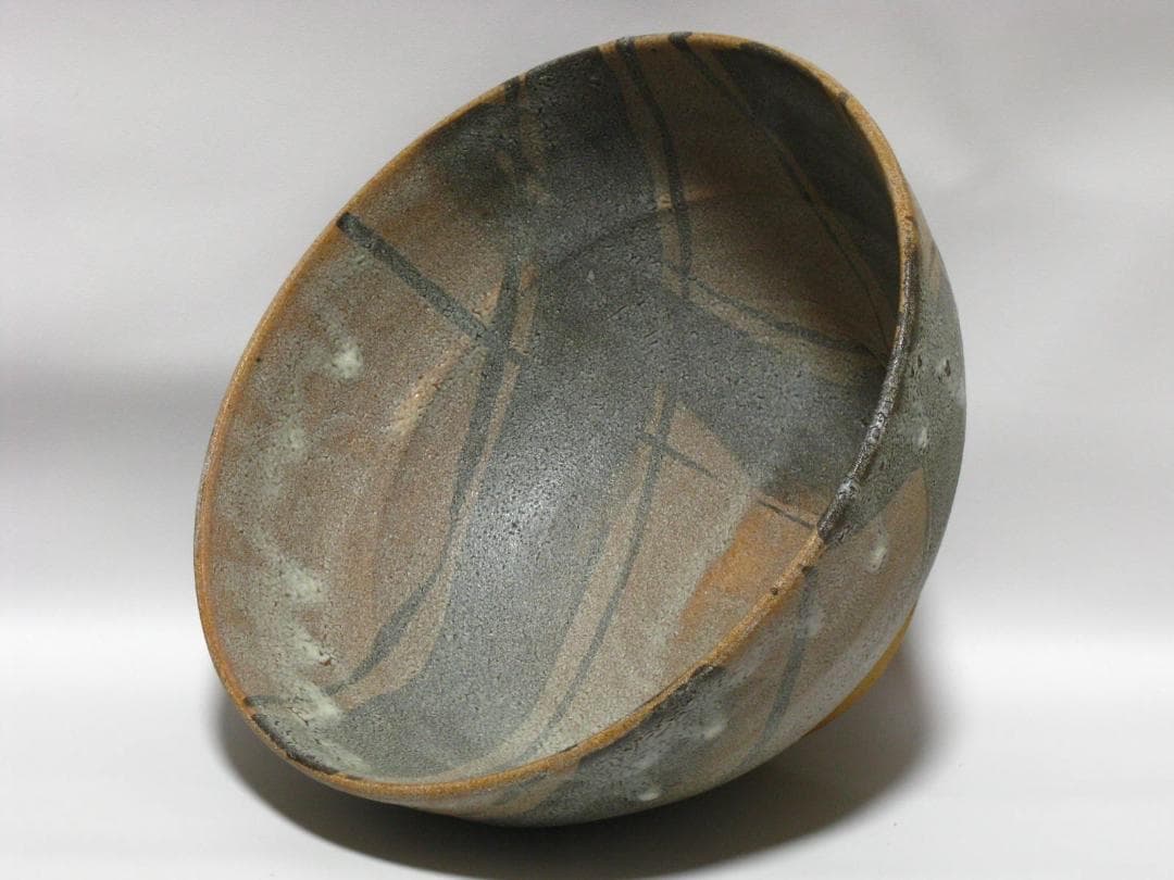 无疆窯 北大路泰嗣 作『絵唐津 子持ち筋 大鉢』共箱 祖父 北大路魯山人