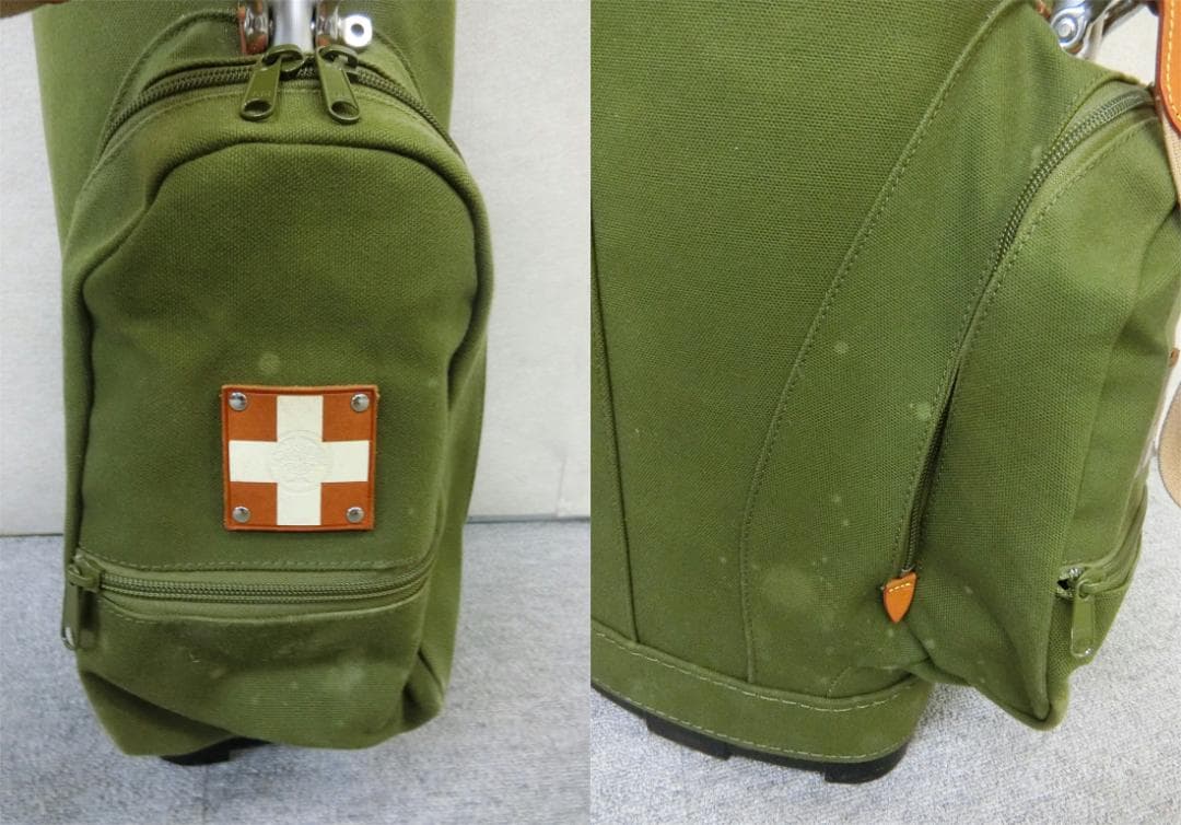 b382 木の庄帆布 Bon Voyage カーキ パイプキャディバッグ