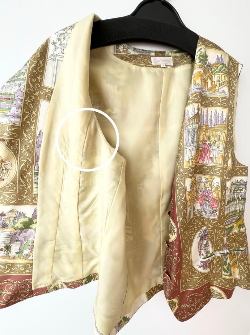 Burberrys バーバリーズ シルク100% 総柄ベスト 90s 英国柄