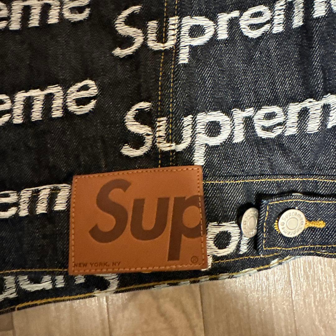 ジャケット・アウター Supreme Jacquard Logos Denim Trucker JKT