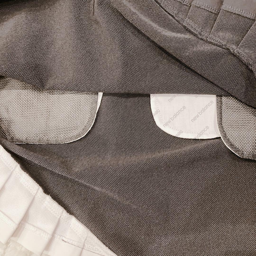 【美品】ニューバランス ストレッチ プリーツ スカート 台形 ブラック 黒 ロゴ