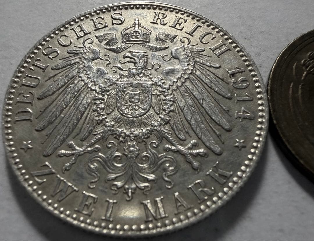 ア*ー様 1914年 ドイツ帝国 バイエルン2マルク銀貨　ルートヴィヒ3世