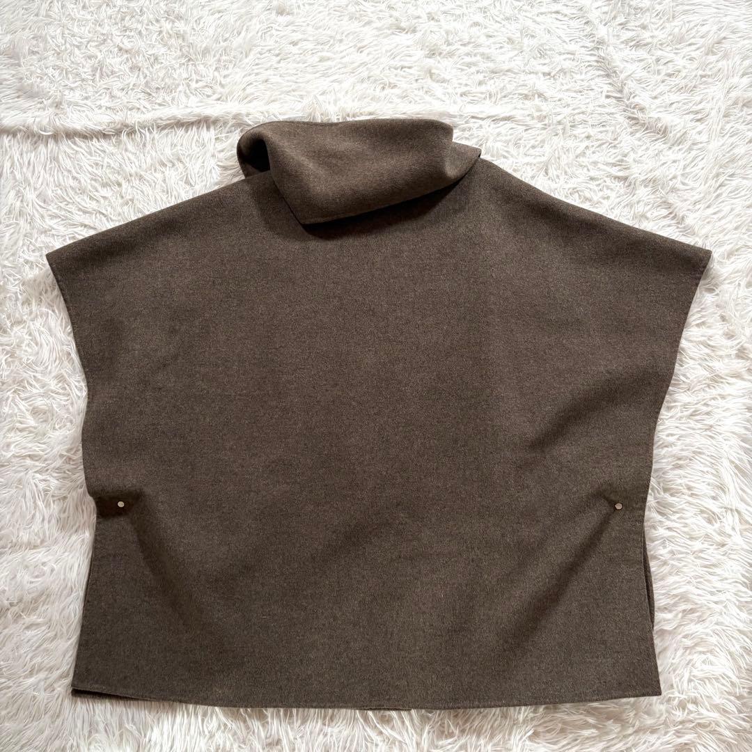 美品✨ヴェルメイユパーイエナ　ダブルフェイスショートマントコート　ブラウン