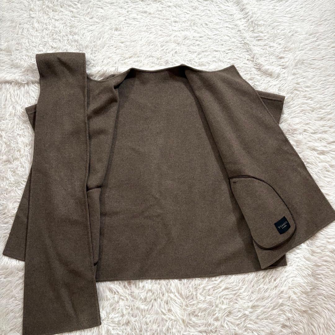 美品✨ヴェルメイユパーイエナ　ダブルフェイスショートマントコート　ブラウン
