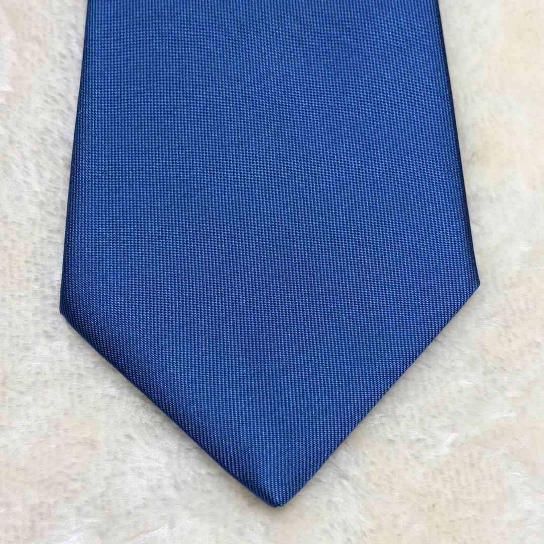 希少❗️新品箱付き✨フェラガモ　ソリッドタイ　無地×ストライプ　水色ブルー　光沢感