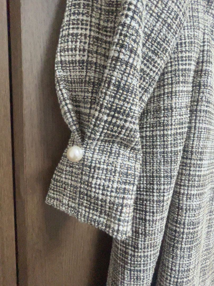 CINEMATIQ 2WAY ストレッチ ツイードワンピース ベージュ