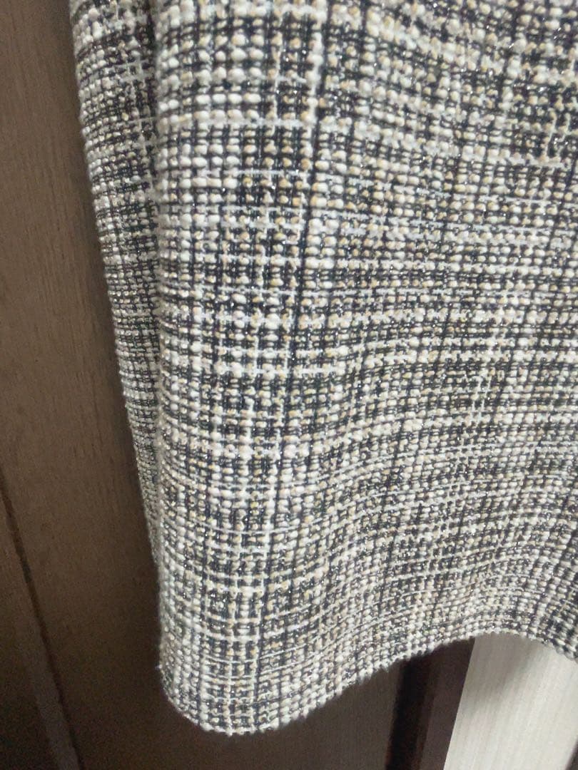 CINEMATIQ 2WAY ストレッチ ツイードワンピース ベージュ