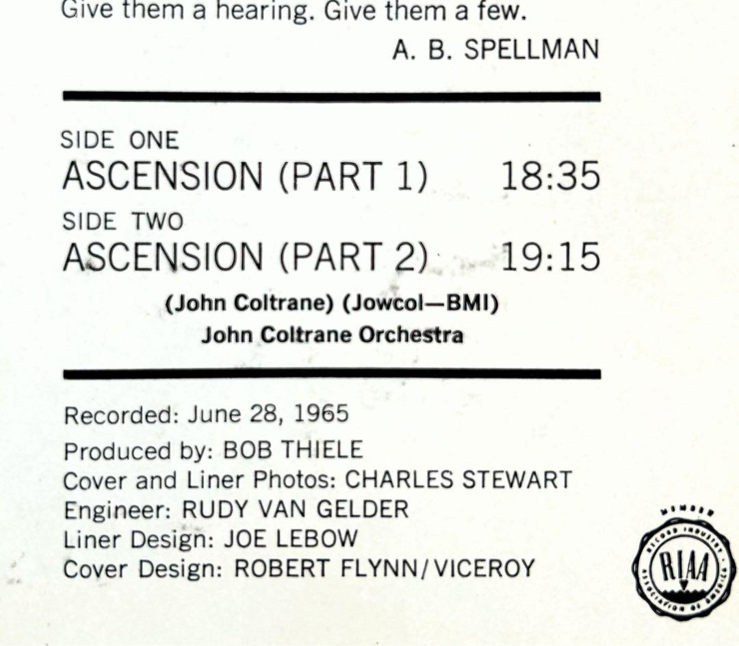 John Coltrane AscensionフリースピリチュアルUSオリジ盤