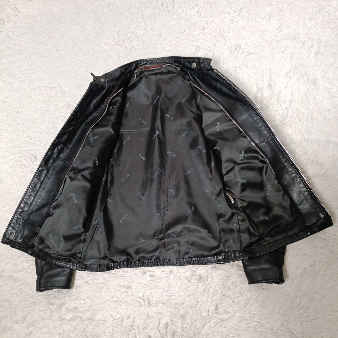 Schott ライダースジャケット シングル レザージャケット ブラック 牛革