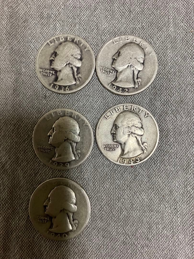 福*ん様 アメリカ 25セント銀貨　（銀90%） 19点まとめ売り！　※バラ売り