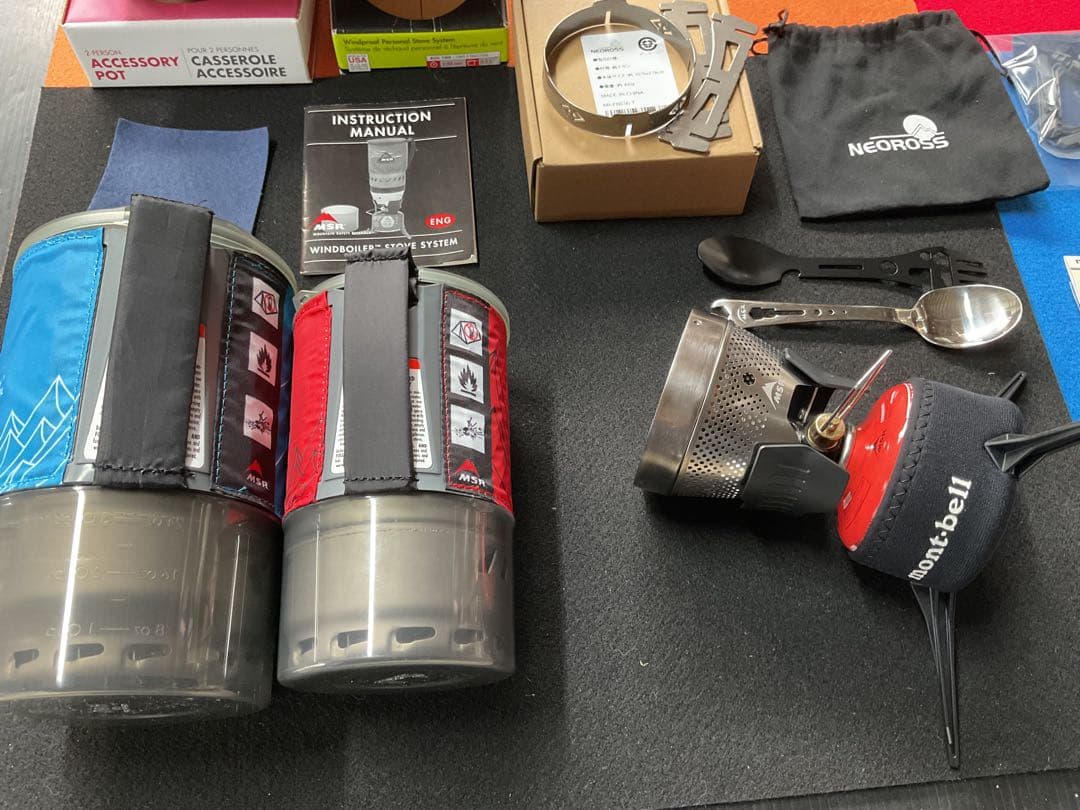 MSRウインドバーナー動作良好美品&新品ダブルポット豪華セット新品追加付属品付