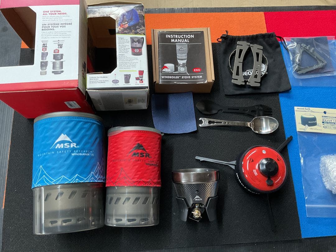 MSRウインドバーナー動作良好美品&新品ダブルポット豪華セット新品追加付属品付