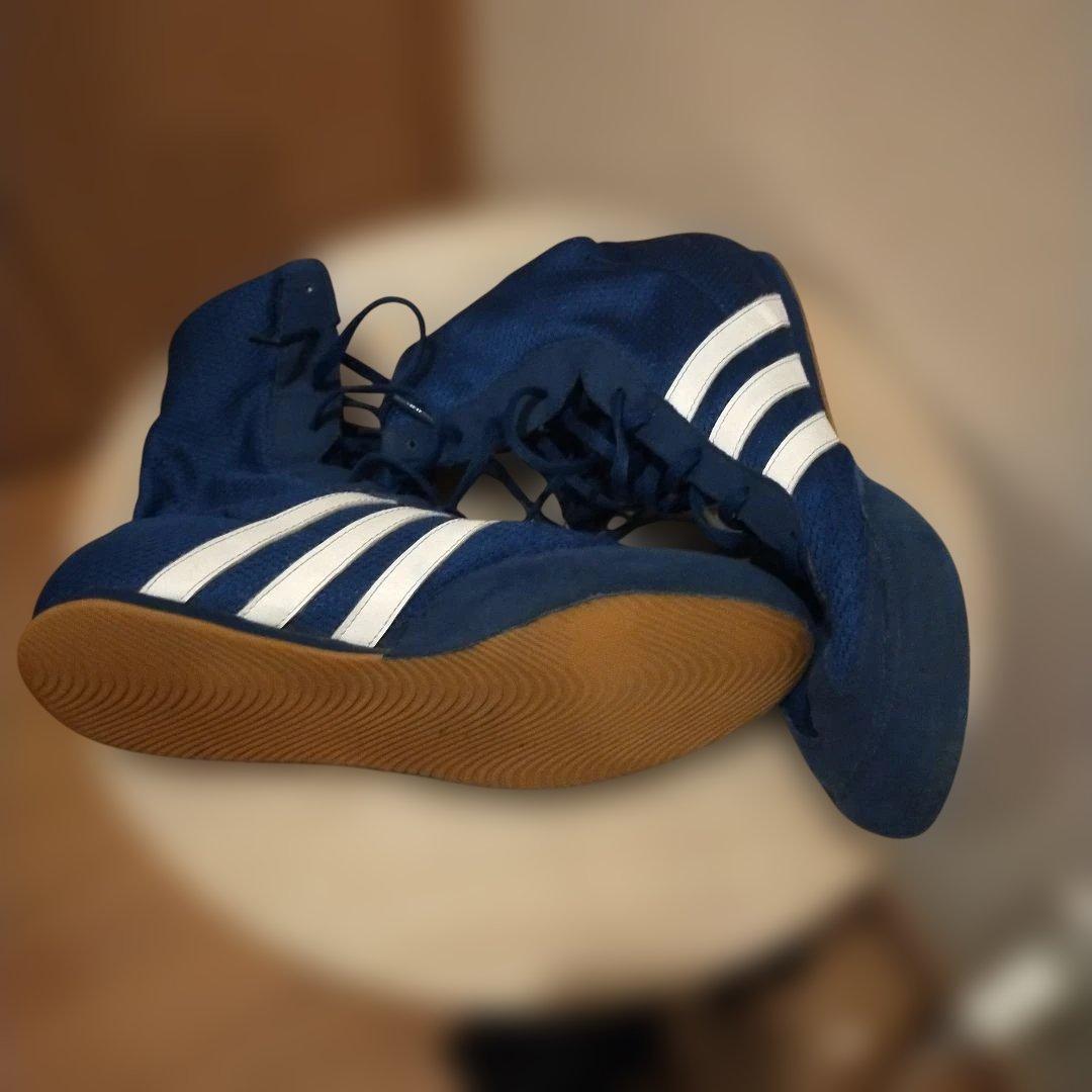 adidas ボクシングシューズ 青 ハイカット