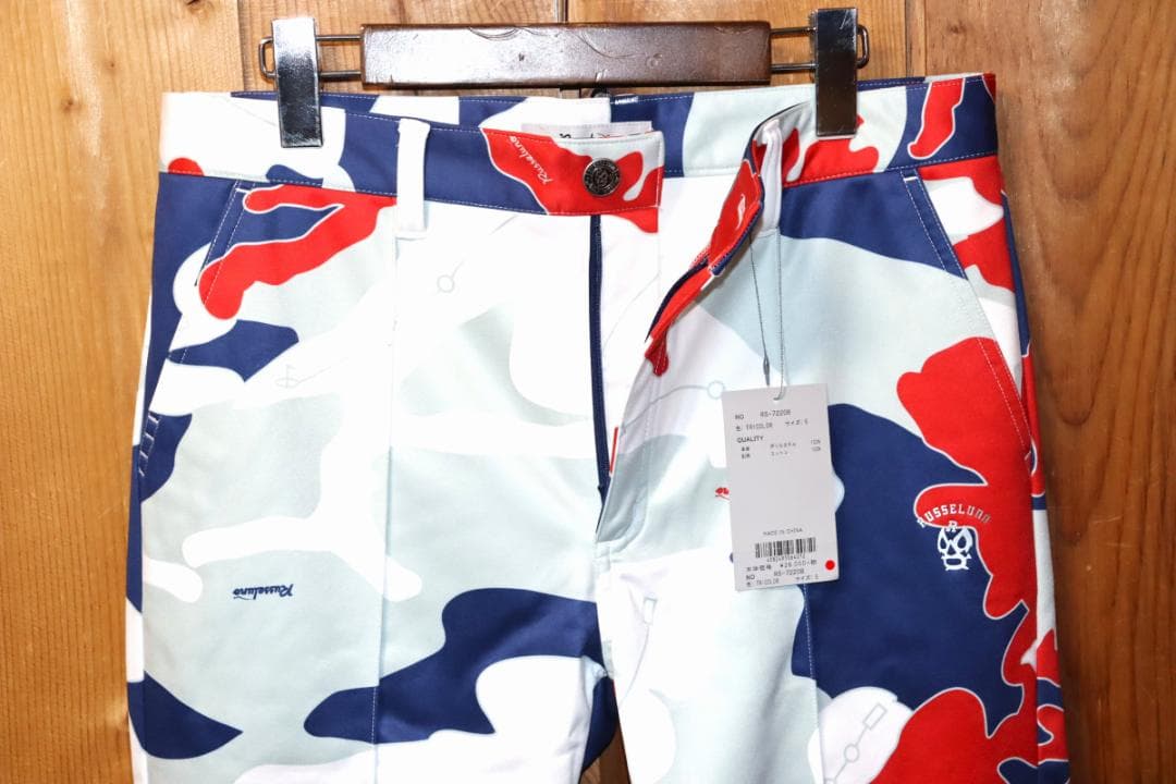 新品 ラッセルノ 裏起毛 トリコロールカモ ストレッチゴルフパンツ (5/L)Ⓗ