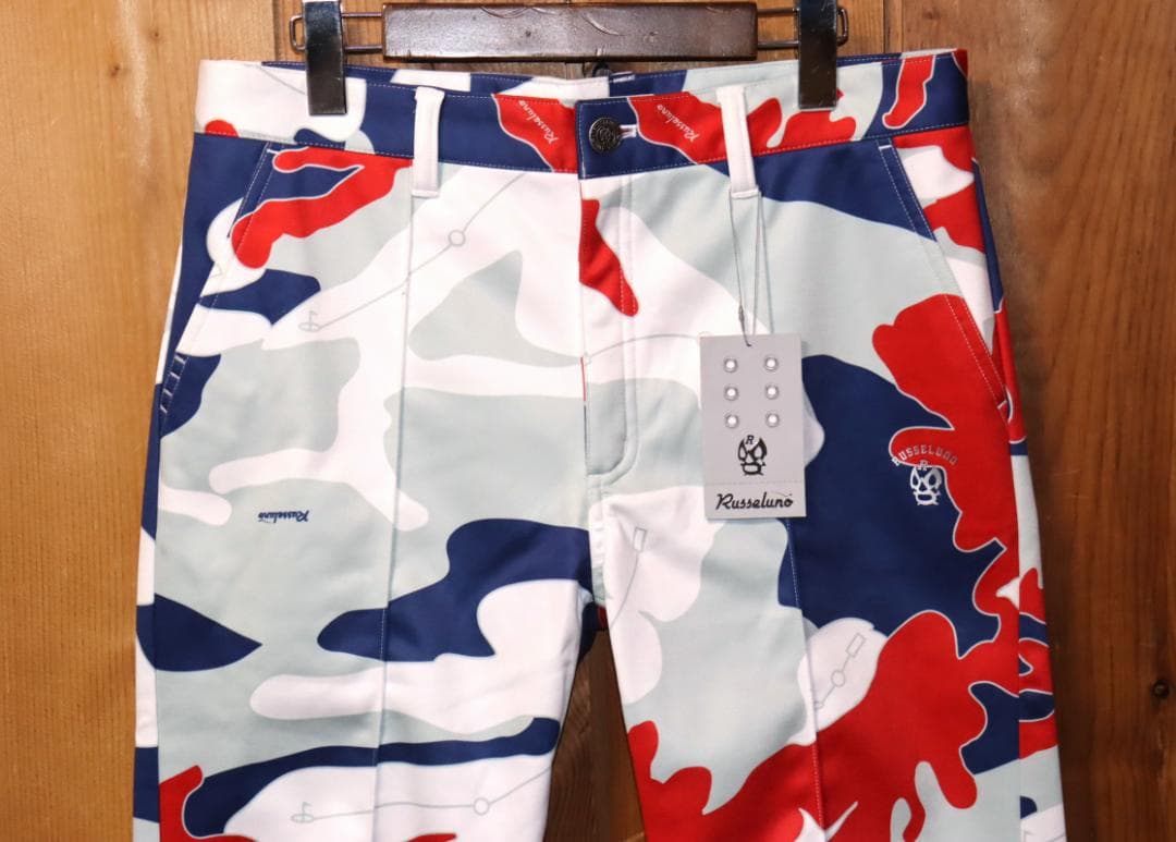 新品 ラッセルノ 裏起毛 トリコロールカモ ストレッチゴルフパンツ (5/L)Ⓗ