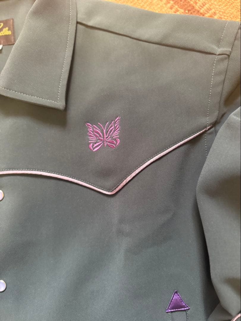 ち*ず様 m*7様 ウエスタンジャケット ダークグリーン 蝶刺繍