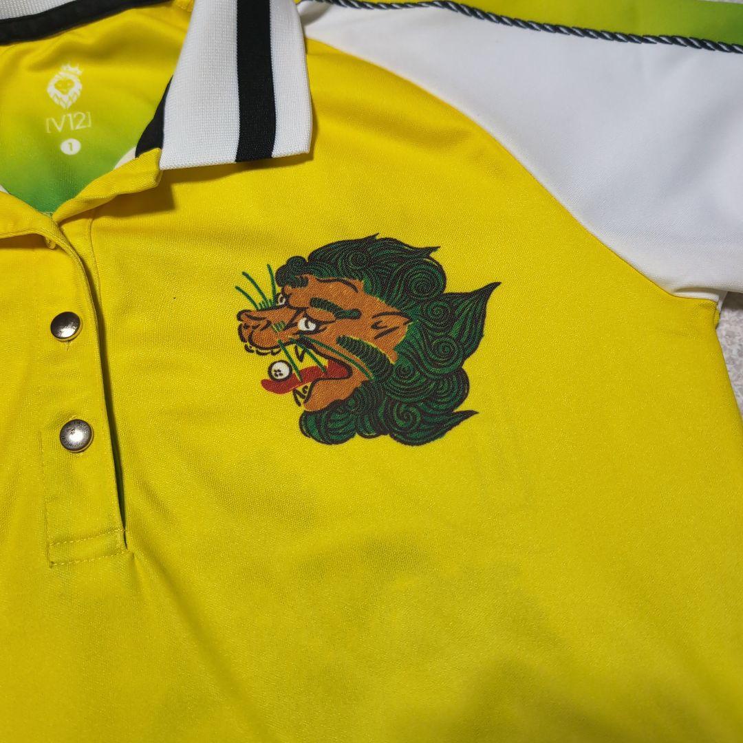 当日発送✨V12 22 SKA POLO メンズM ゴルフ ポロシャツ 金ボタン