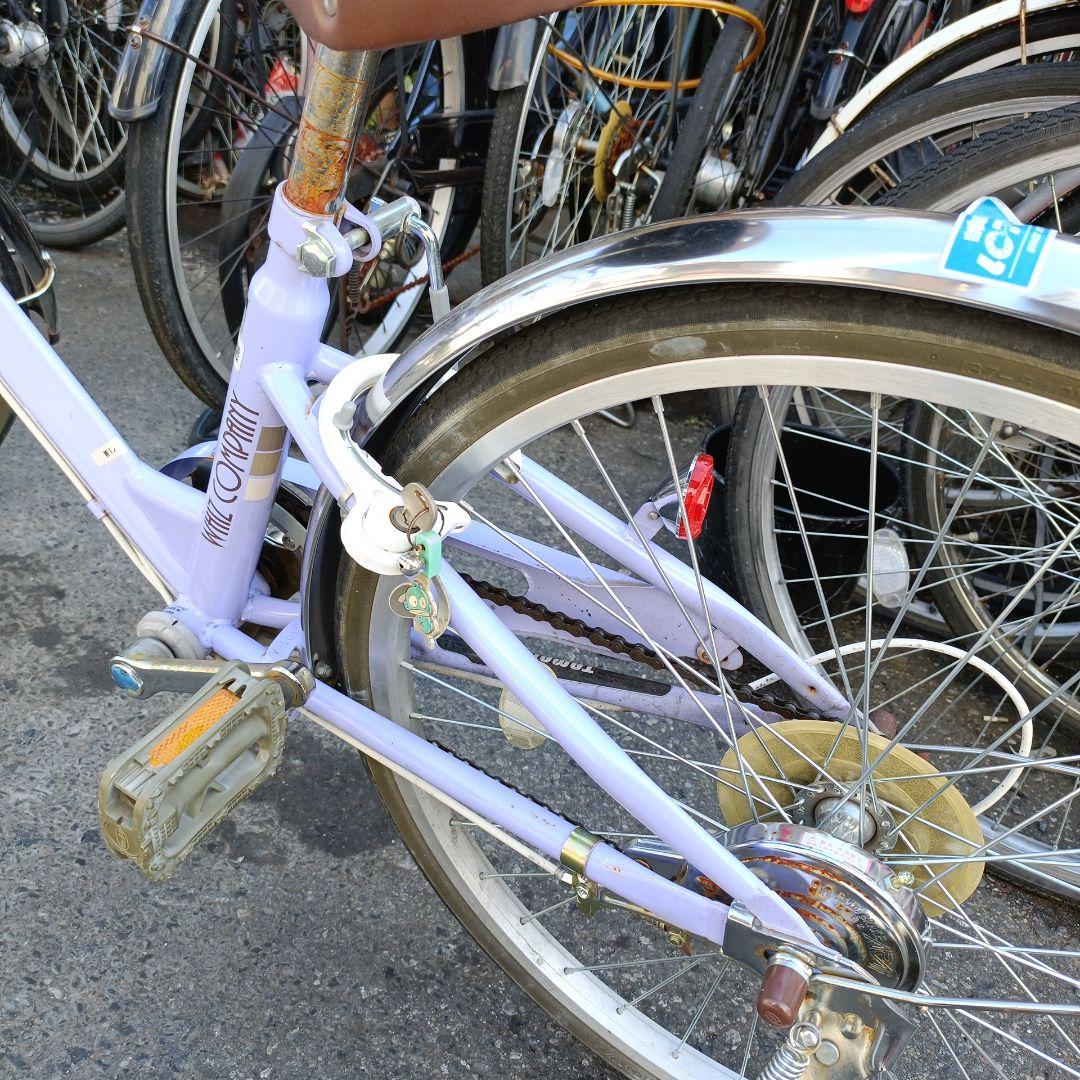 子供用自転車 紫色 バスケット付き