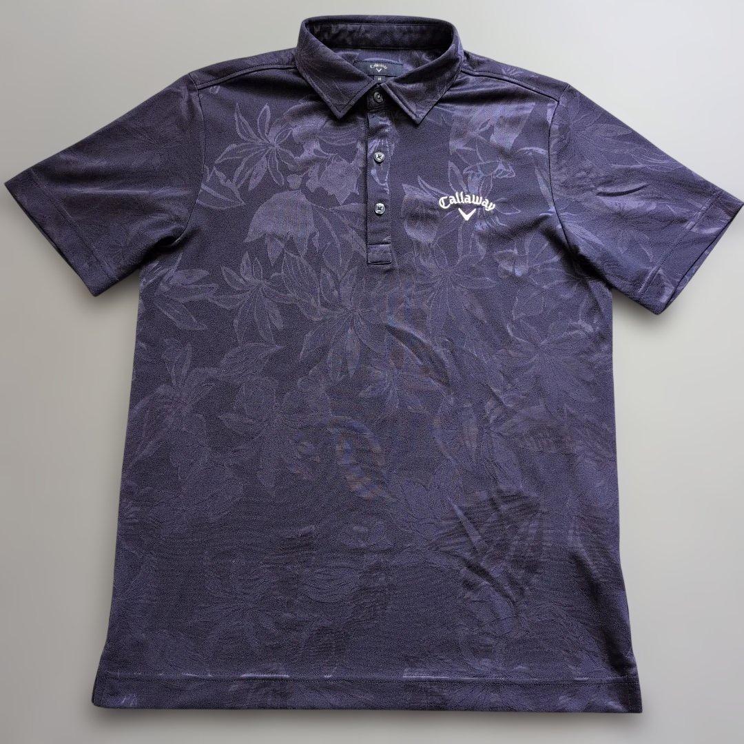【極美品】キャロウェイゴルフ　ボタニカル総柄　速乾ポロシャツ半袖　M
