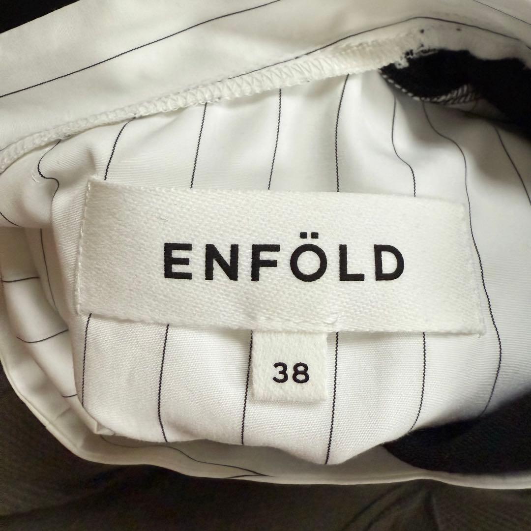 美品✨2023AW エンフォルド　ダブルクロス コンビプルオーバーシャツ38