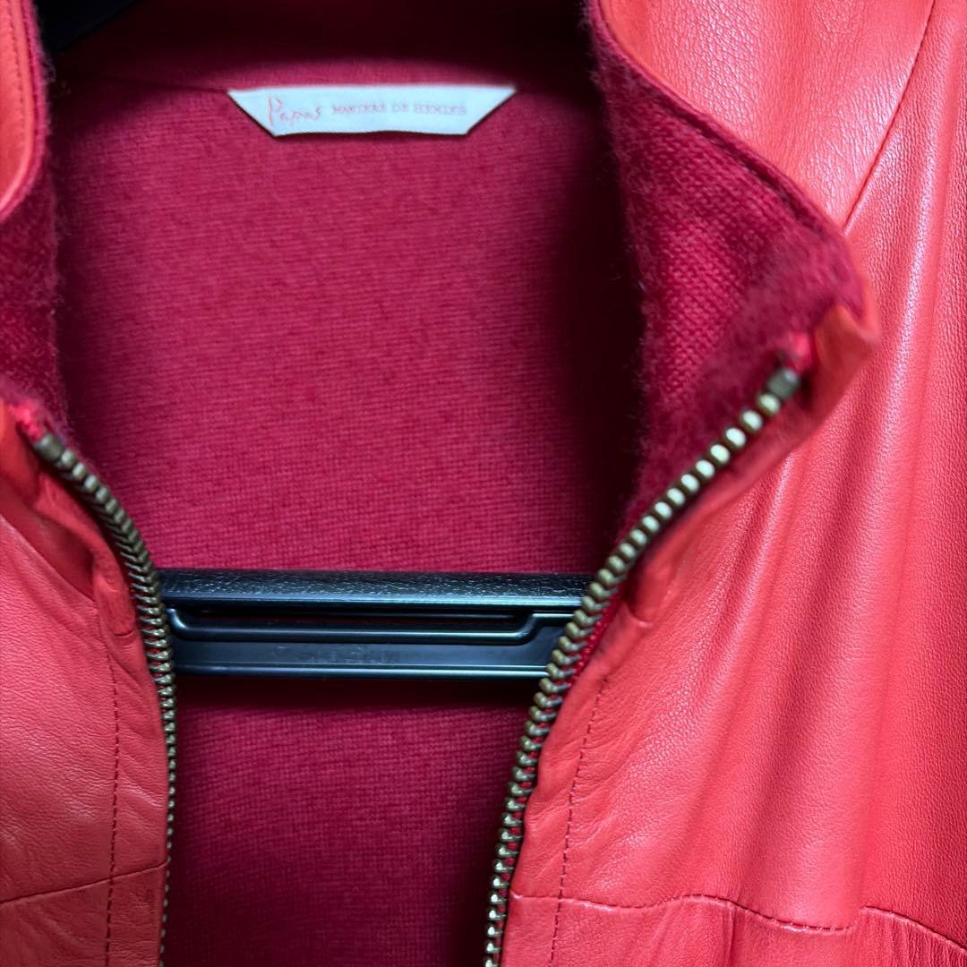 限定値下レア超美品Papas最高級ラムレザーカシミアシングルライダーブルゾン48