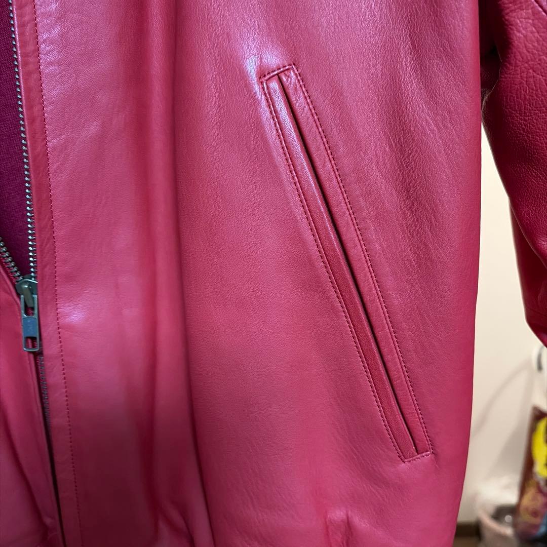 限定値下レア超美品Papas最高級ラムレザーカシミアシングルライダーブルゾン48