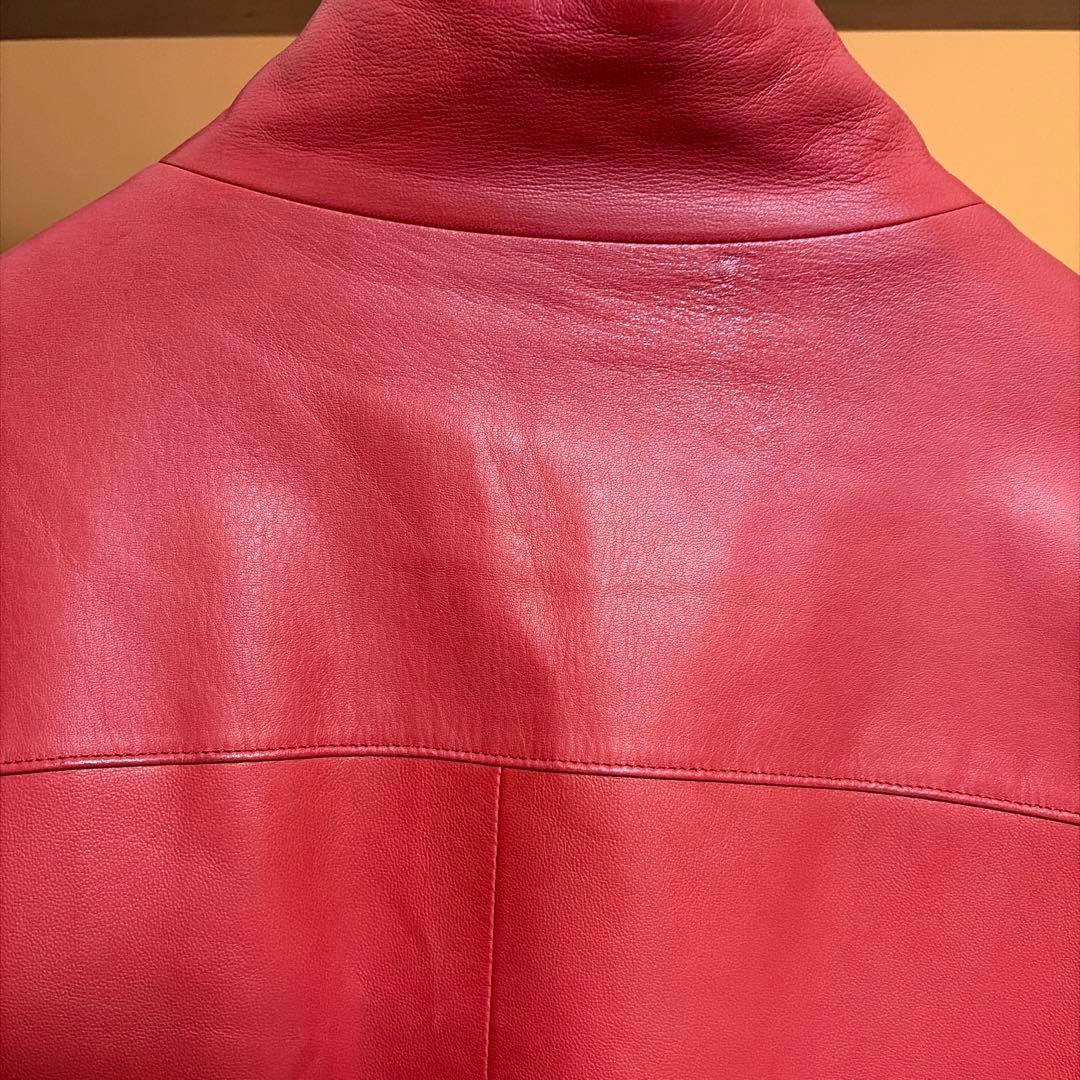 限定値下レア超美品Papas最高級ラムレザーカシミアシングルライダーブルゾン48