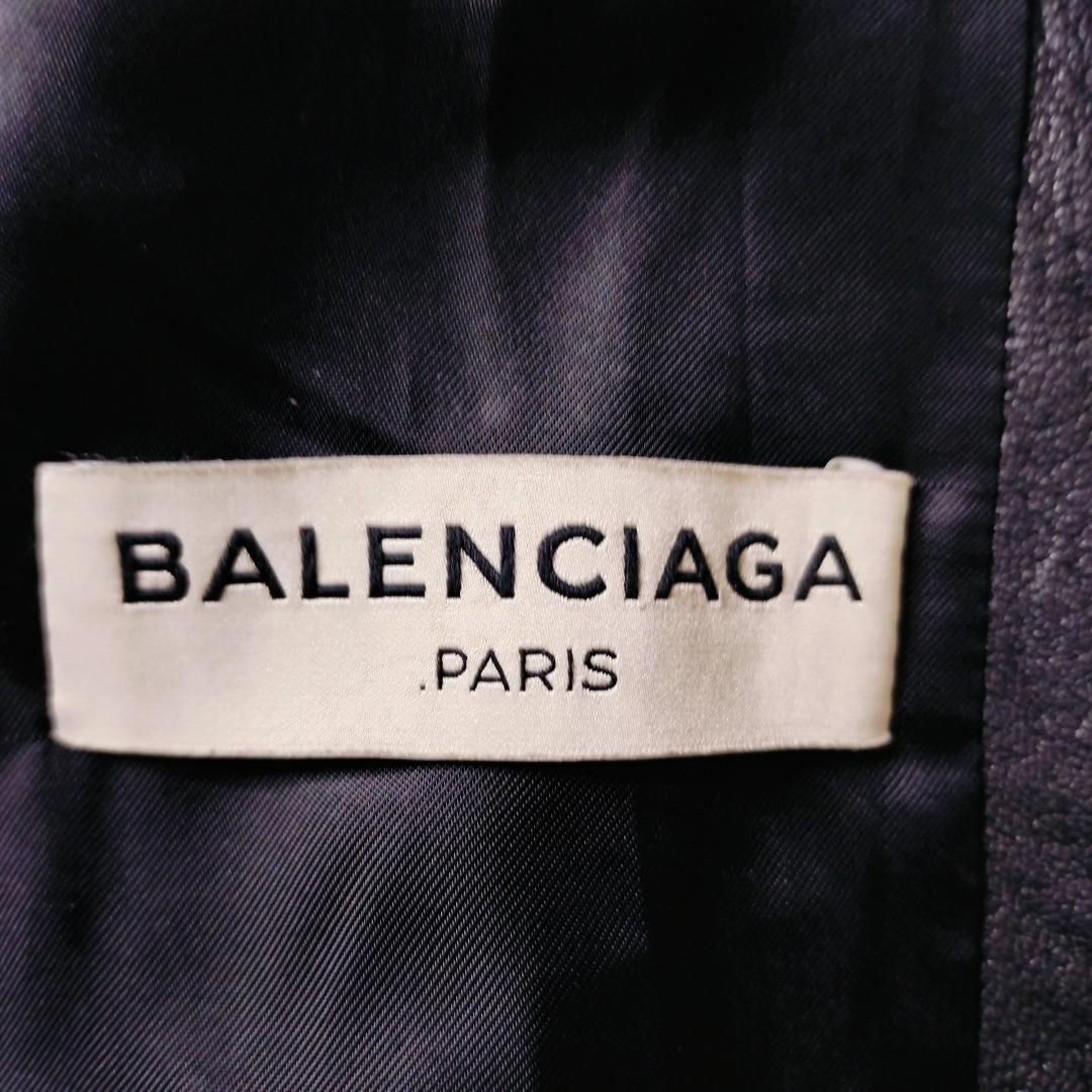 【美品・異素材切替】バレンシアガ 羊革×牛革 レザーダブルライダースジャケット