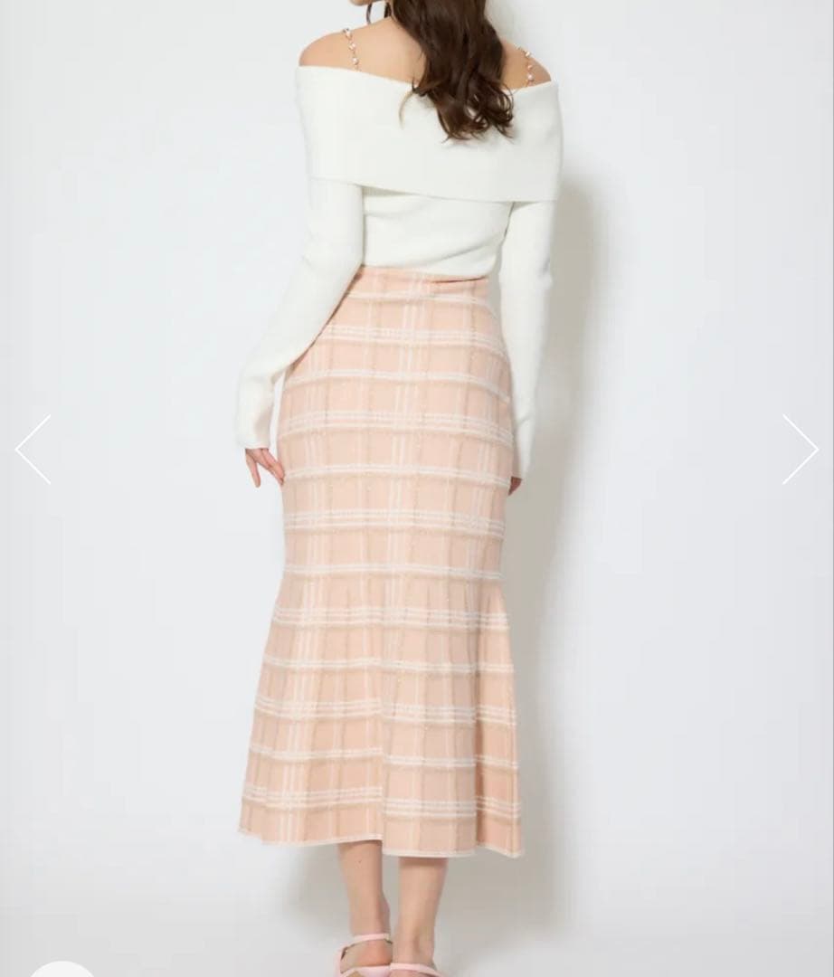 【新品タグ付】rienda リボンデザインツイードニットワンピース