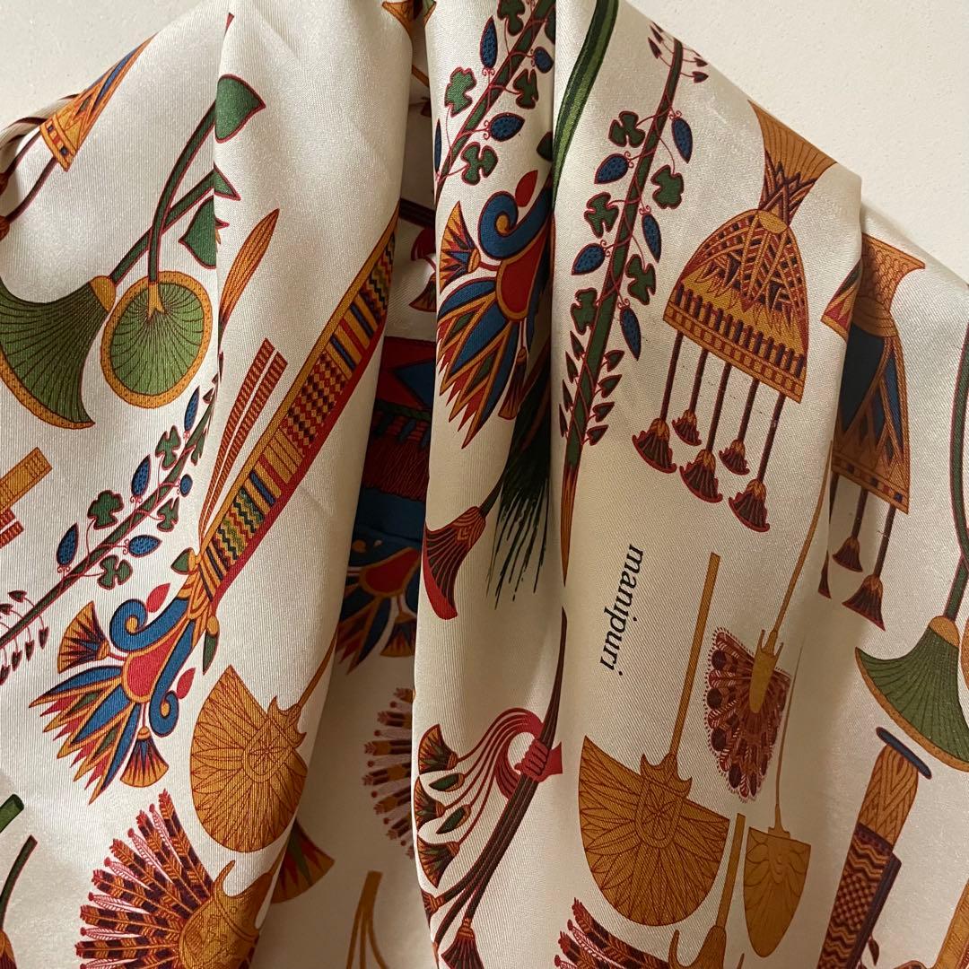 希少✨ manipuri マニプリ シルク スカーフ 総柄