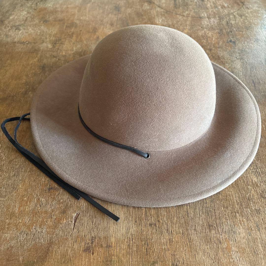 ブラウン ウールフェルトハット ブラックストラップ付き　Brixton