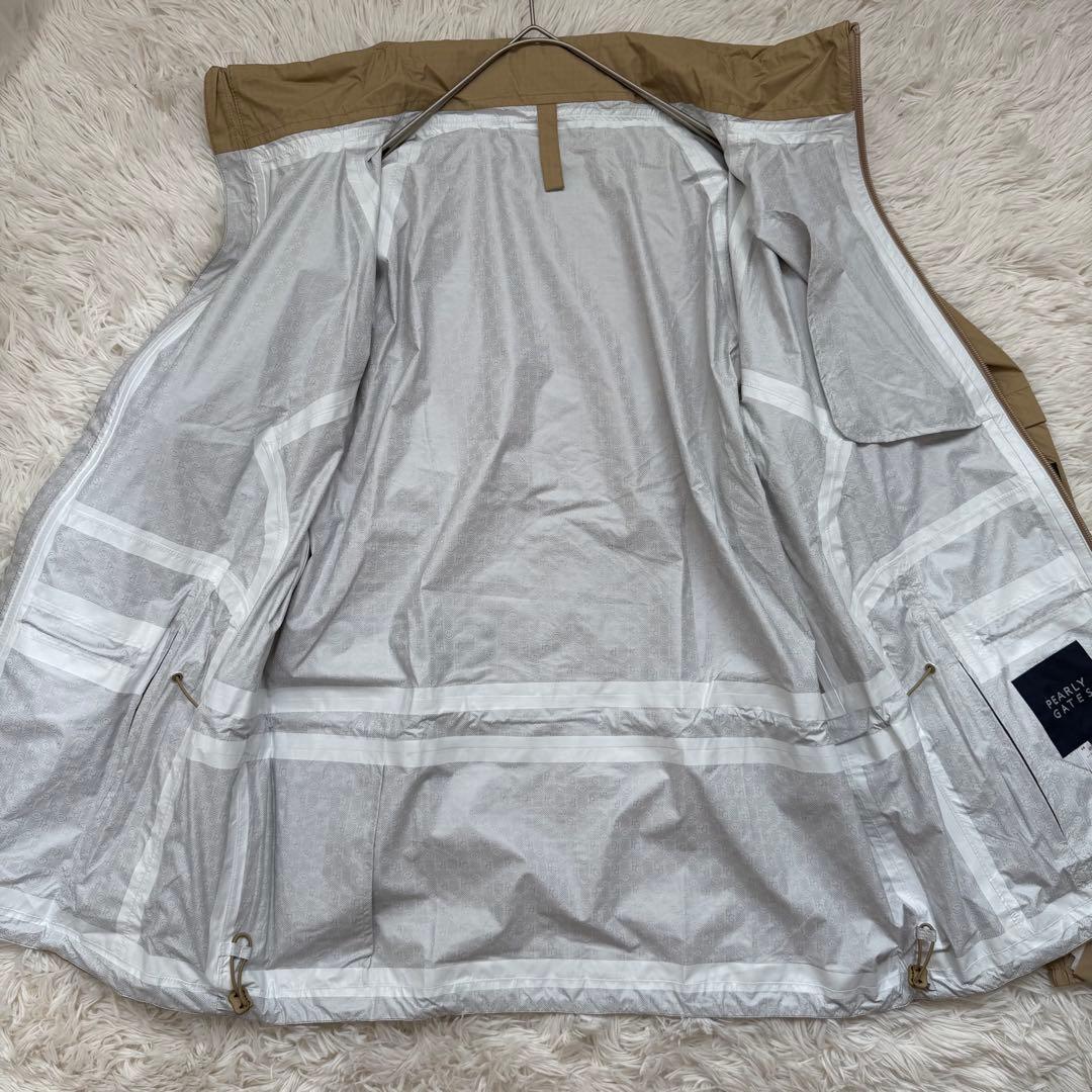 【新品】パーリーゲイツ 撥水レインジャケット ベージュ東レ素材 袖脱着フード付き