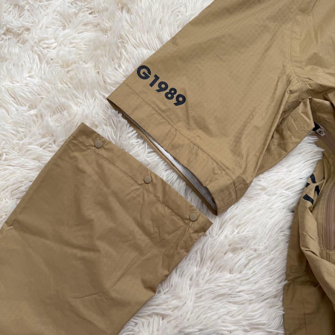【新品】パーリーゲイツ 撥水レインジャケット ベージュ東レ素材 袖脱着フード付き