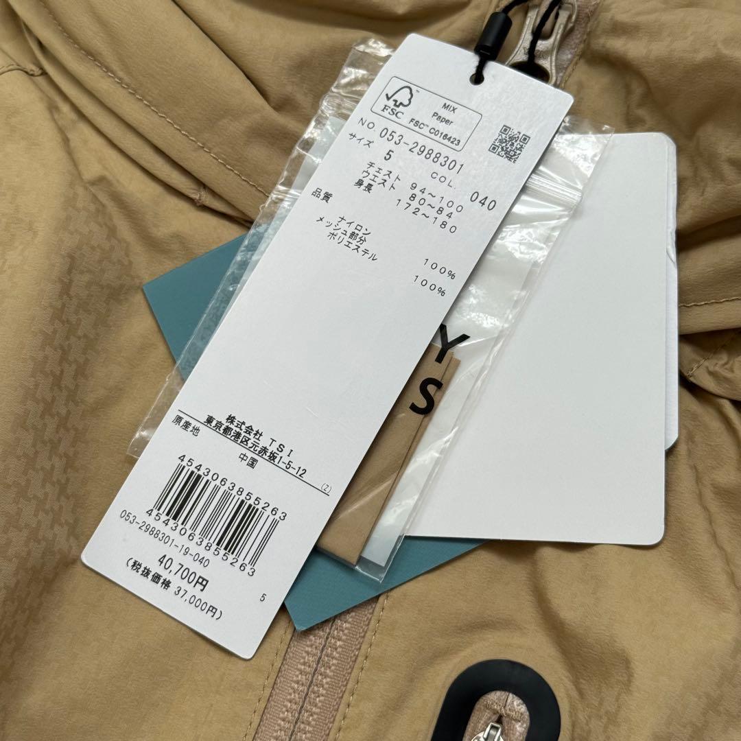 【新品】パーリーゲイツ 撥水レインジャケット ベージュ東レ素材 袖脱着フード付き