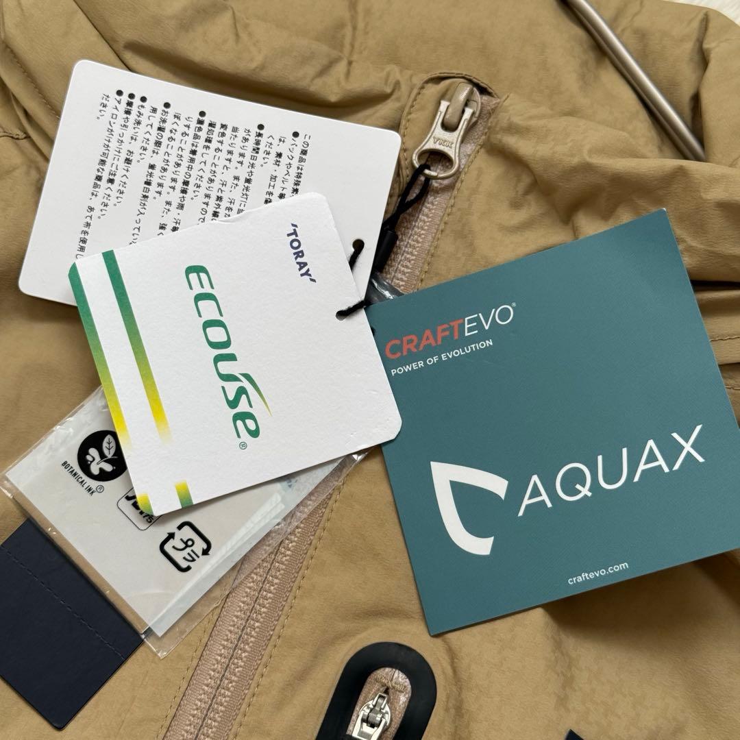 【新品】パーリーゲイツ 撥水レインジャケット ベージュ東レ素材 袖脱着フード付き