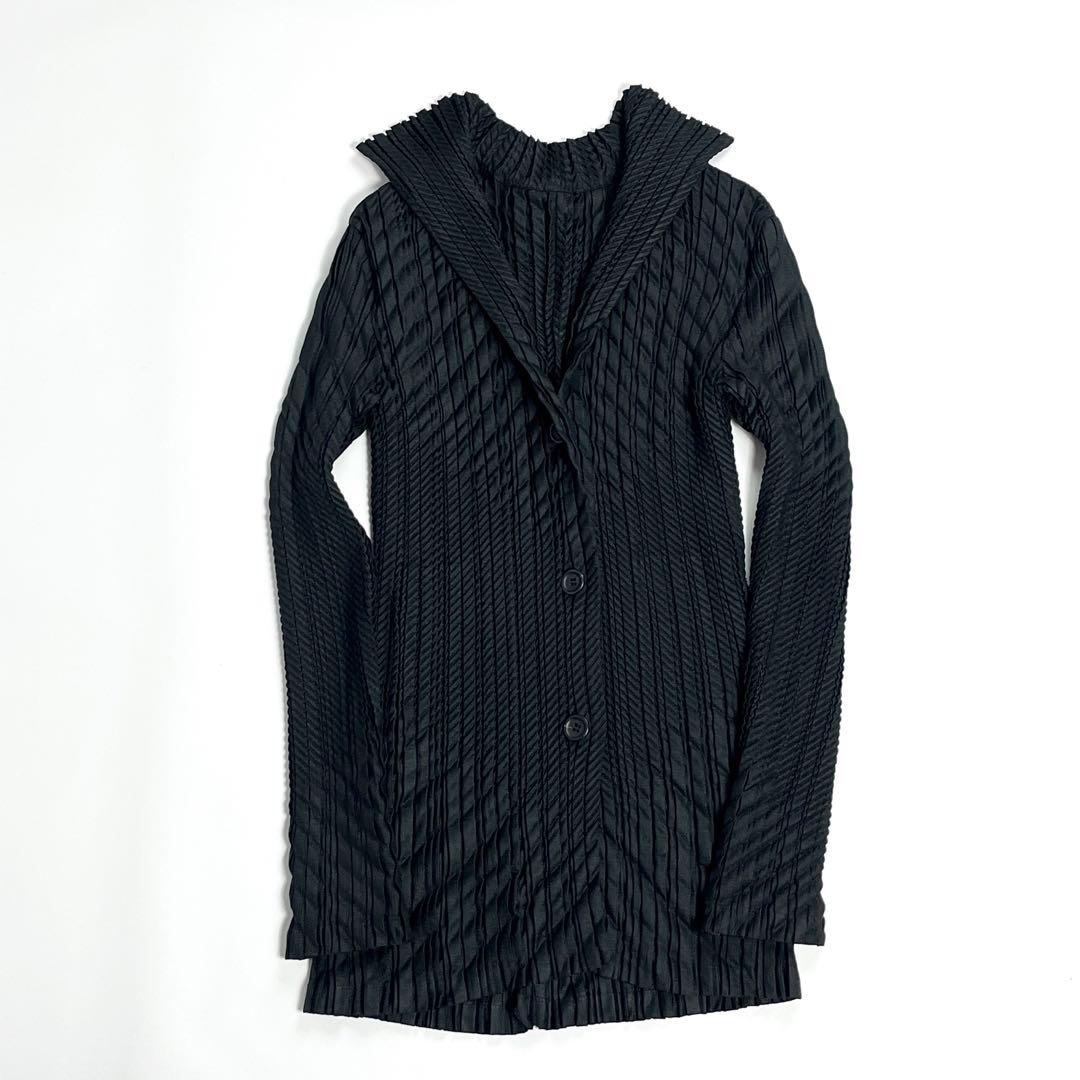 美品　ISSEY MIYAKE プリーツジャケット　ブラック　切り替え　2