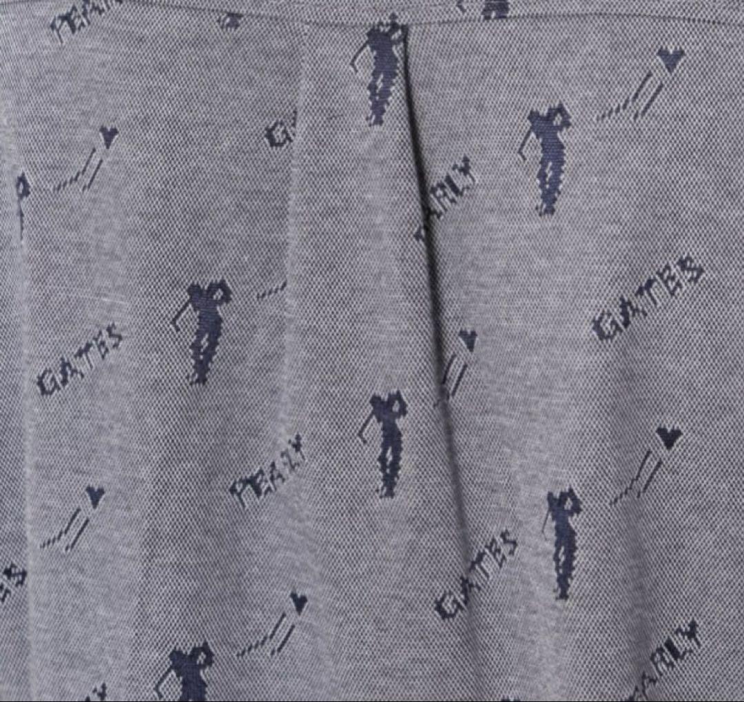 新品 パーリーゲイツ ゴルフ柄ジャガード 長袖ポロシャツ(4)サイズM/グレー