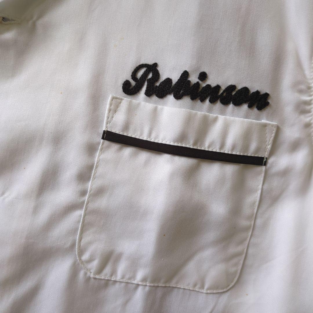 HOUSTON 【デッドストック】半袖ボウリングシャツ ホワイト