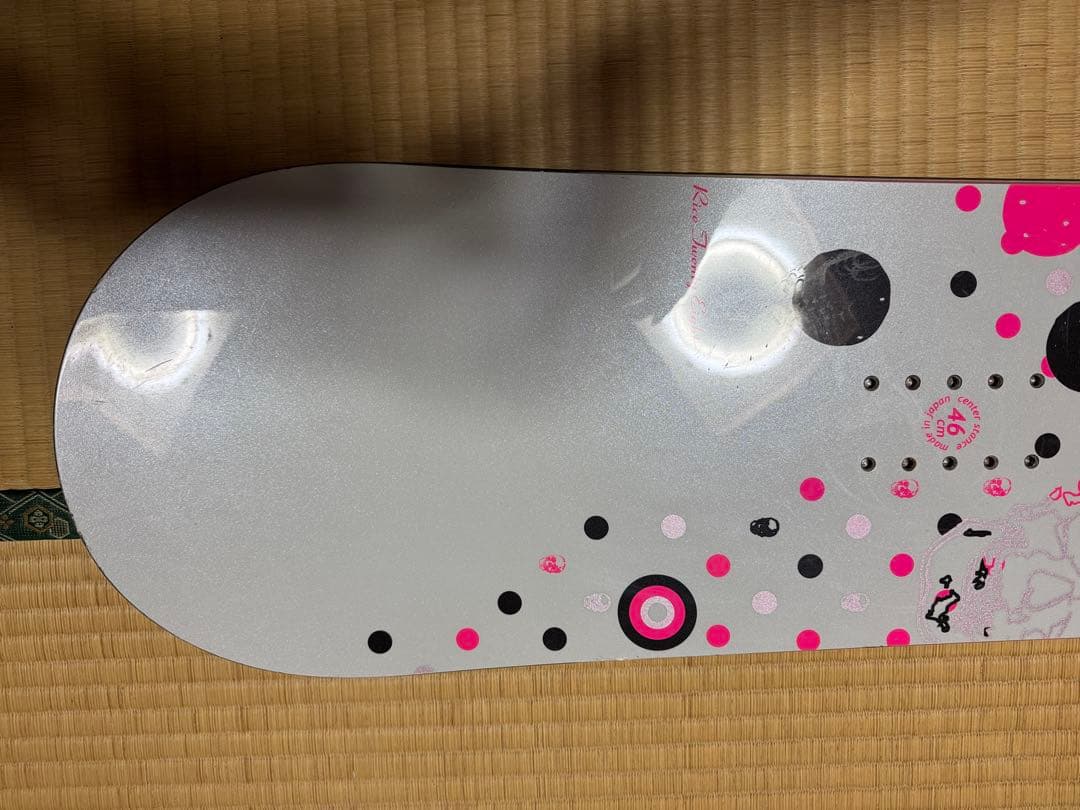 国産　ライス　スノーボード　１３８㎝ ドット柄 スノーボード ピンク/ホワイト