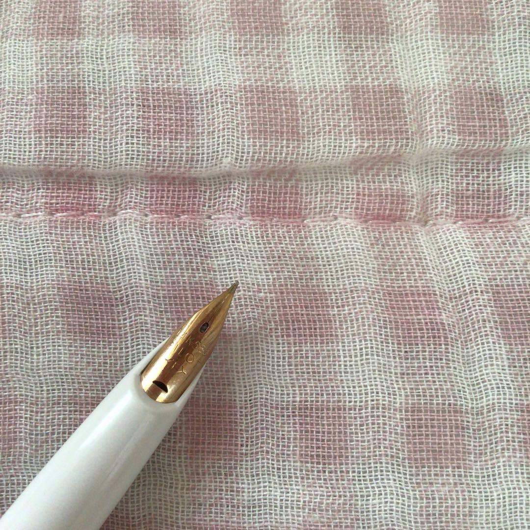 パイロット 14K 14金 万年筆 ショート 細字 F 木柄 白軸 レディ 廃盤