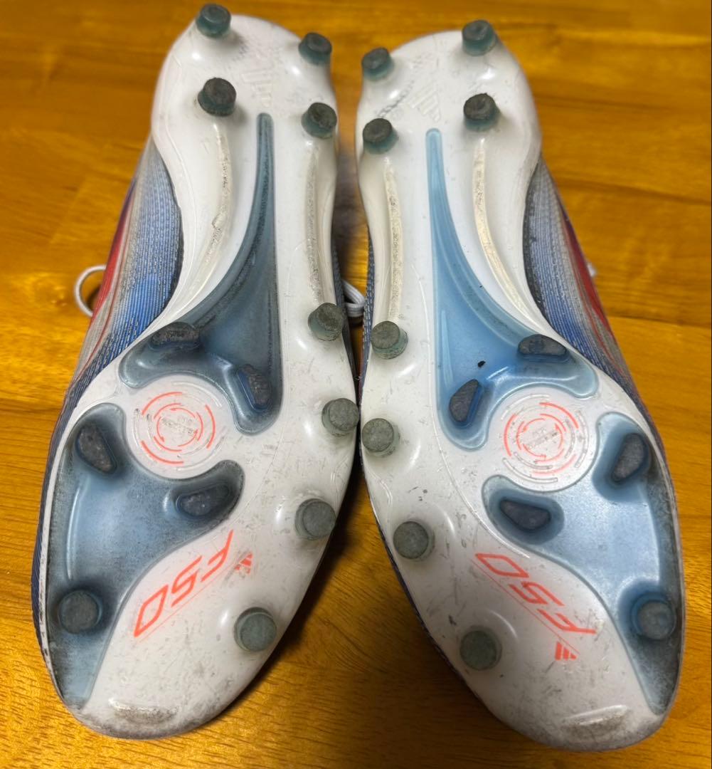 adidas F50 ホワイト/ブルー/レッド スパイクシューズ　25cm