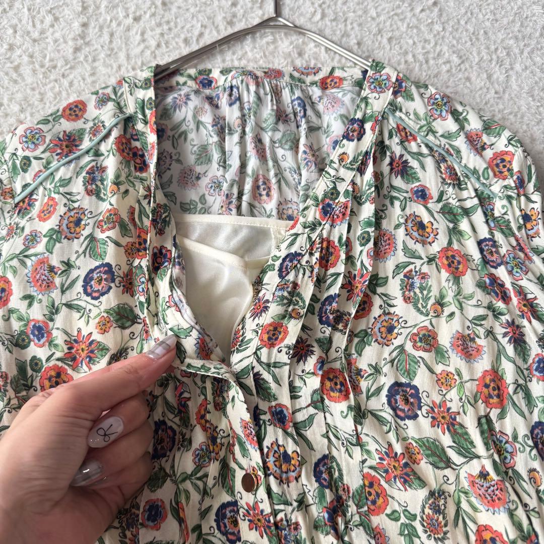 アナイ ロングワンピース 花柄 ピンタック Aライン インナーキャミソール 36