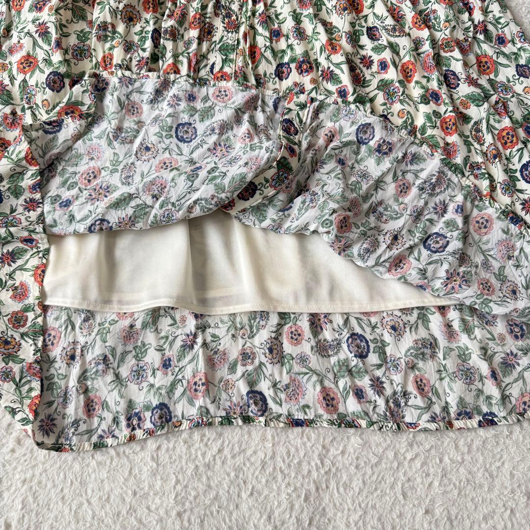 アナイ ロングワンピース 花柄 ピンタック Aライン インナーキャミソール 36