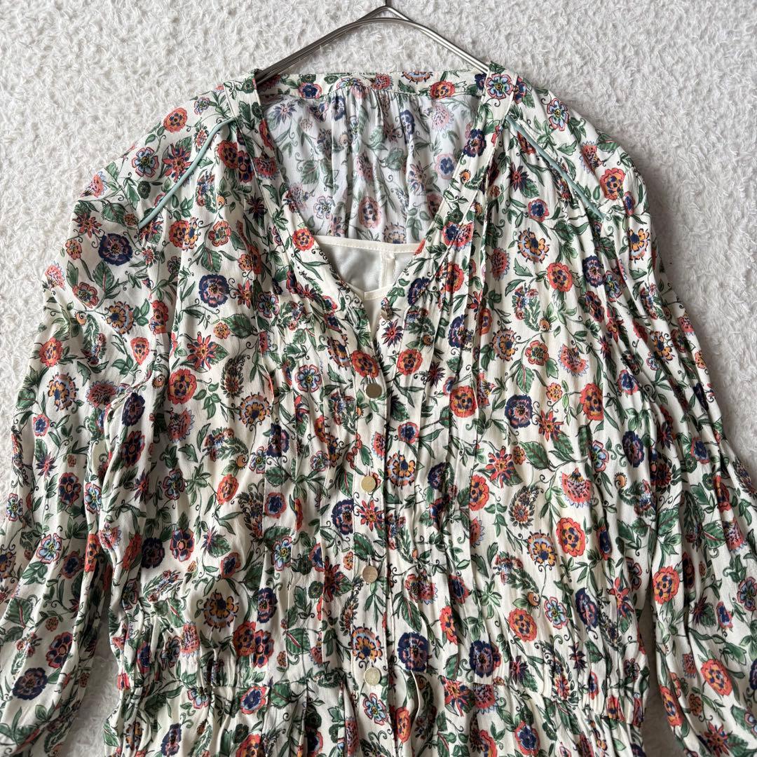 アナイ ロングワンピース 花柄 ピンタック Aライン インナーキャミソール 36