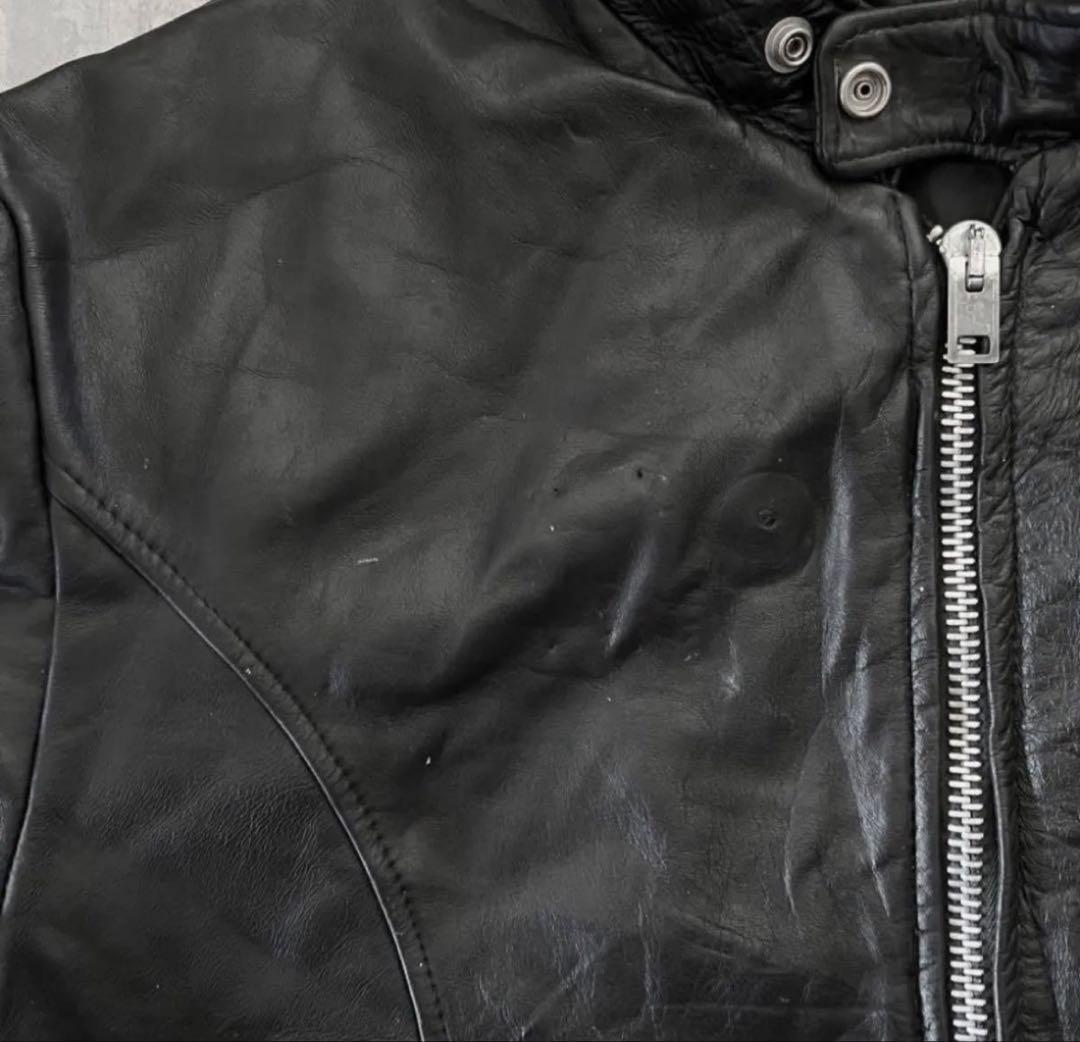 【70s vintage】シングルライダース　serval　usa製　短丈　本革