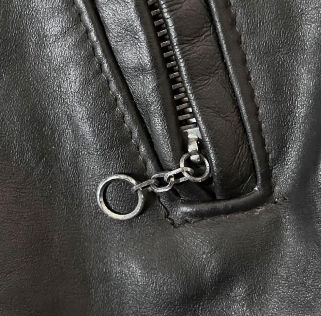 【70s vintage】シングルライダース　serval　usa製　短丈　本革